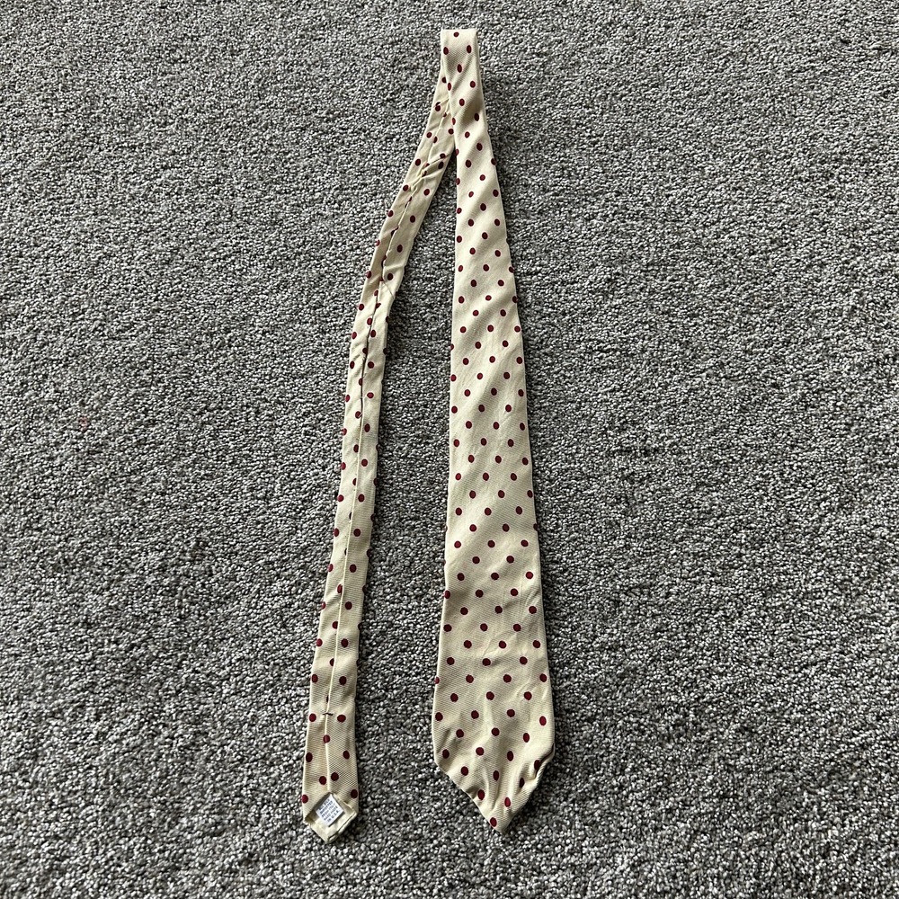 SWELLS Tie Mens One Size Beige Silk Polka Dot Woven Classic Made In USA